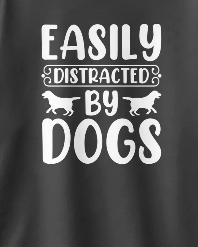 Easily Distracted by Dogs Oversized T-Shirt in Black — design detail