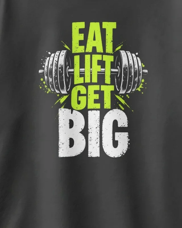Eat Lift Get Big Oversized T-Shirt in Black — design detail