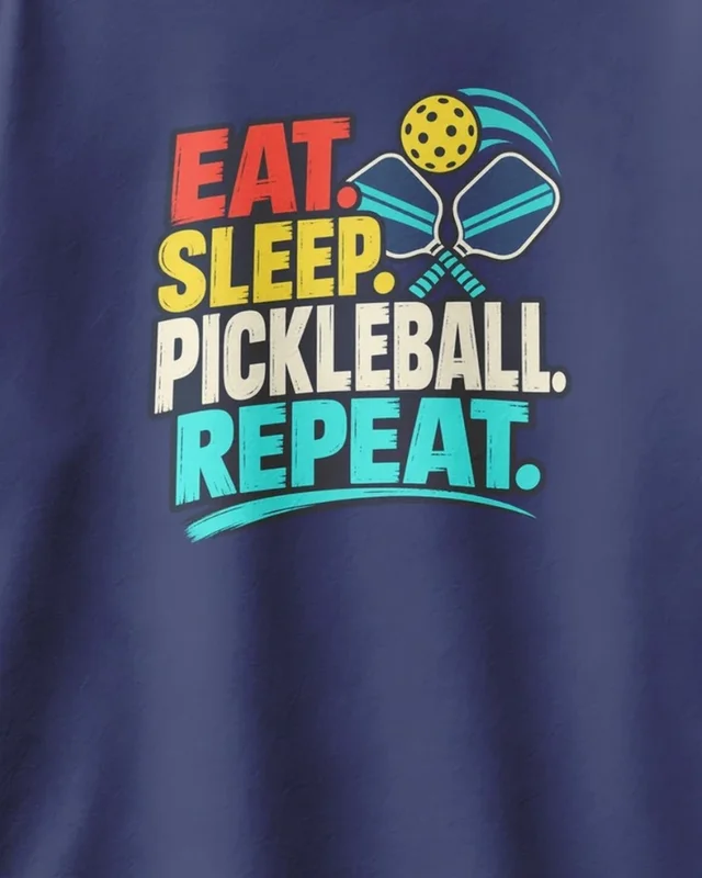 Eat Sleep Pickleball Repeat Oversized T-Shirt in Royal Blue — design detail
