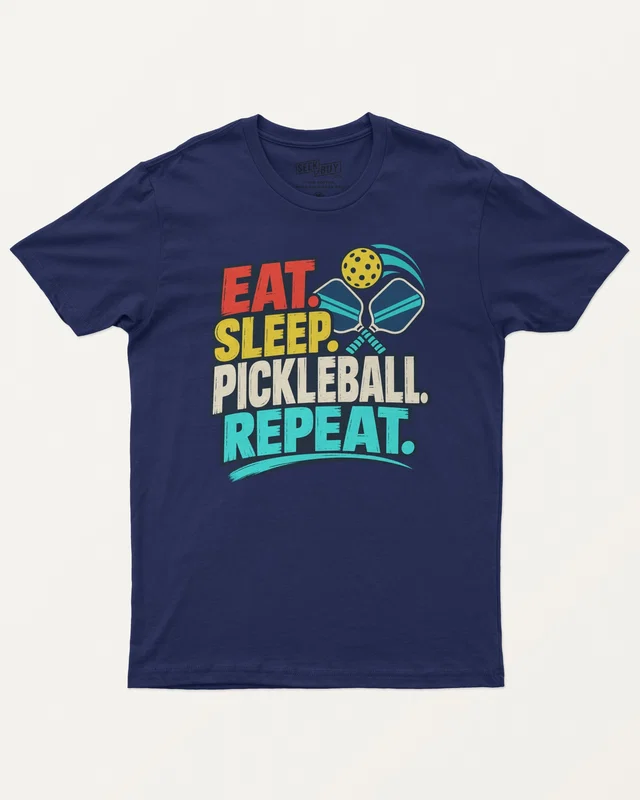 Eat Sleep Pickleball Repeat Regular T-Shirt in Royal Blue — front