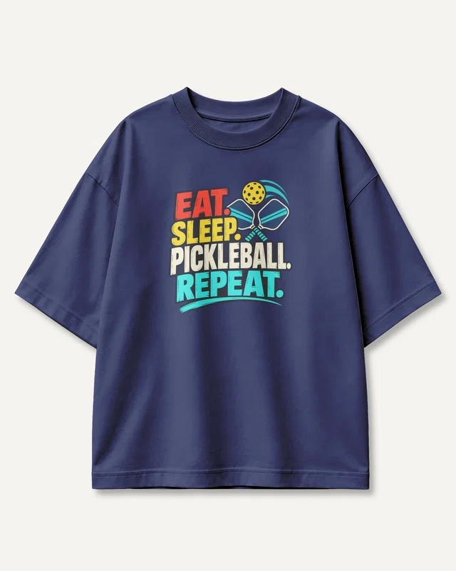 Eat Sleep Pickleball Repeat Oversized T-Shirt in Royal Blue — front