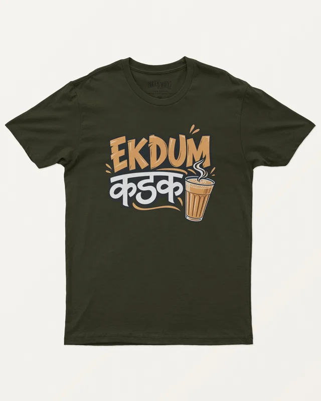 Ekdum Kadak Regular T-Shirt in Olive Green — front