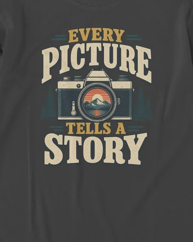 Every Picture Tells a Story Long-Sleeve T-Shirt in Black — design detail