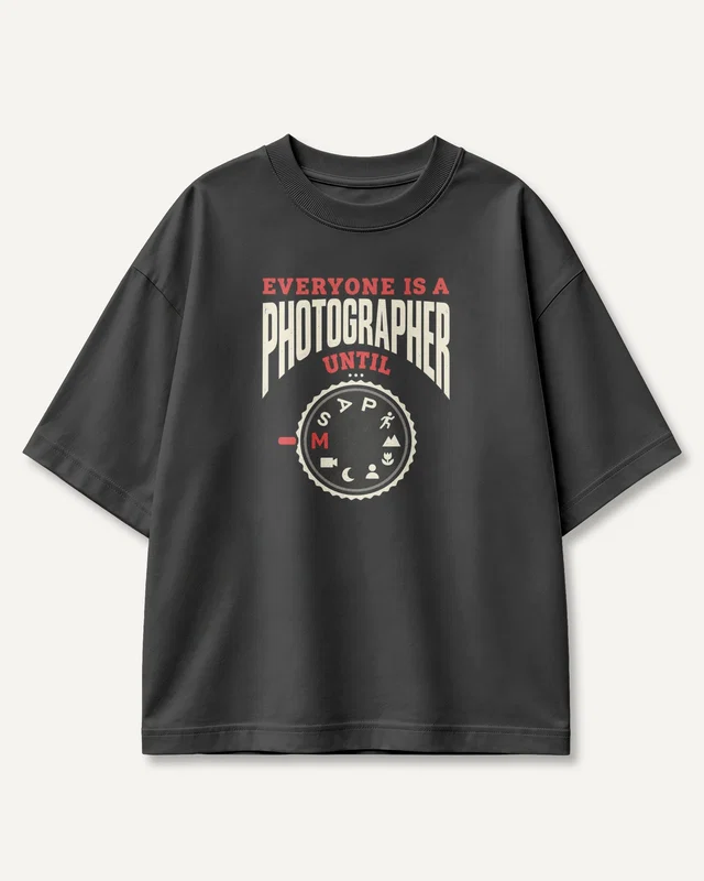 Everyone Is a Photographer Until Manual Mode Oversized T-Shirt in Black — front