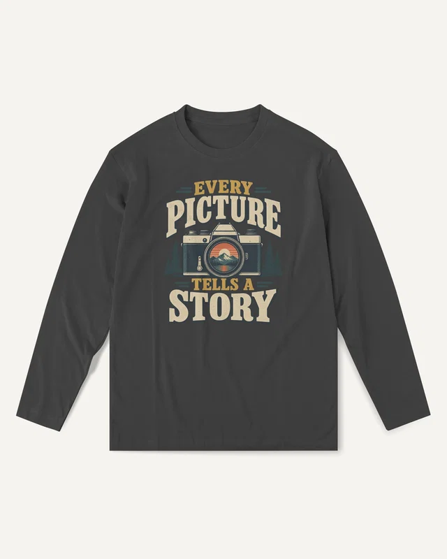 Every Picture Tells a Story Long-Sleeve T-Shirt in Black — front