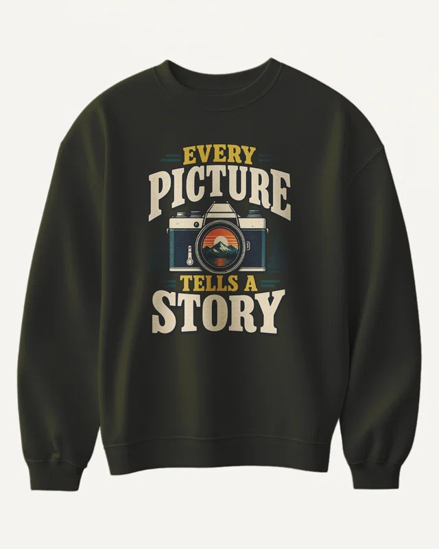 Every Picture Tells a Story Sweatshirt in Olive Green — front