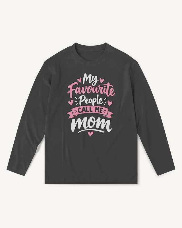 My Favourite People Call Me Mom Long-Sleeve T-Shirt in Black — front