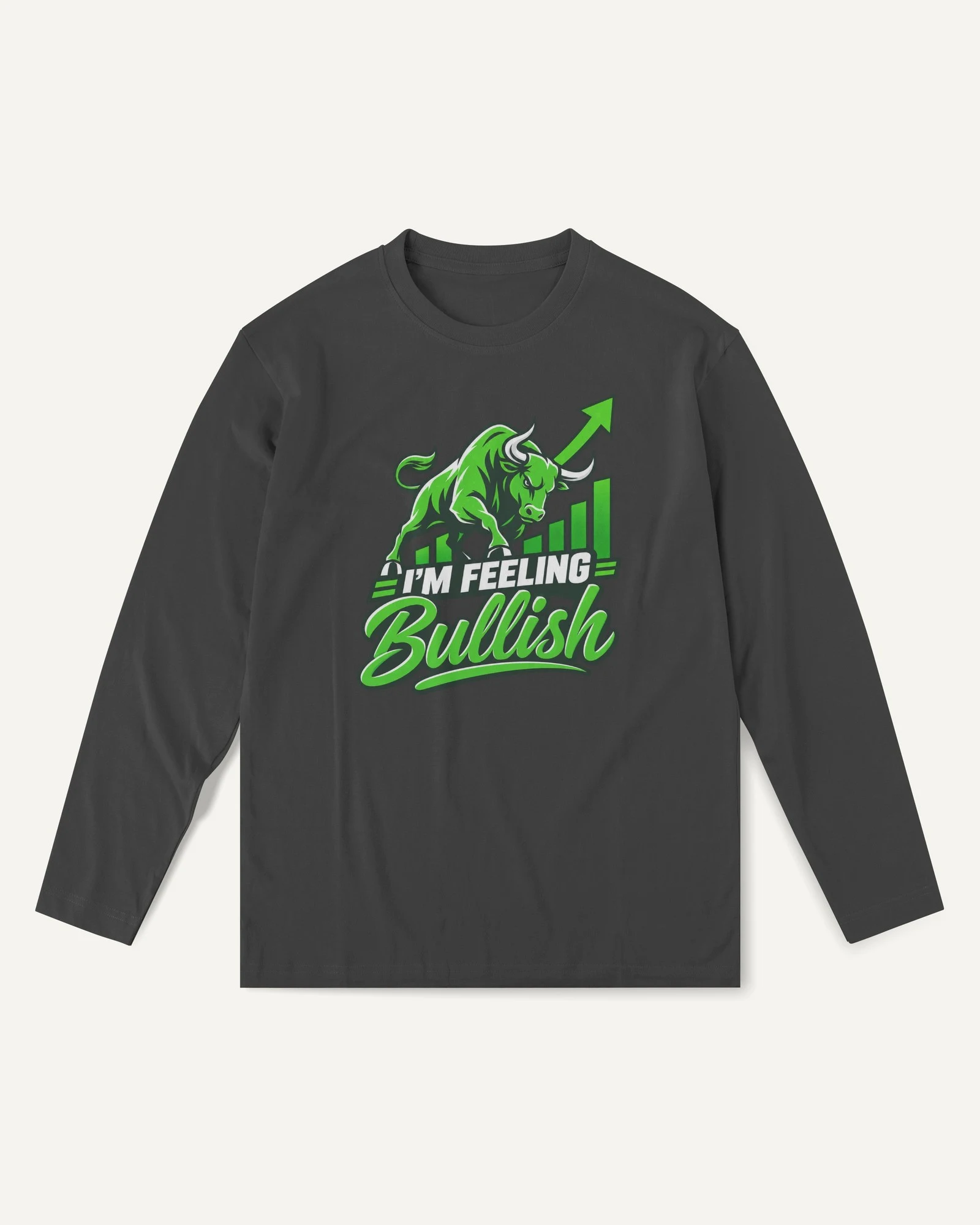 I'm Feeling Bullish Long-Sleeve T-Shirt in Black — front I'm Feeling Bullish Long-Sleeve T-Shirt in Black — front