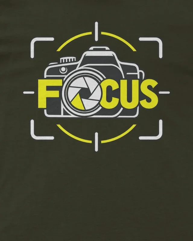 Focus Camera Regular T-Shirt in Olive Green — design detail