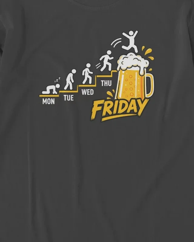 Friday Beer Evolution Long-Sleeve T-Shirt in Black — design detail
