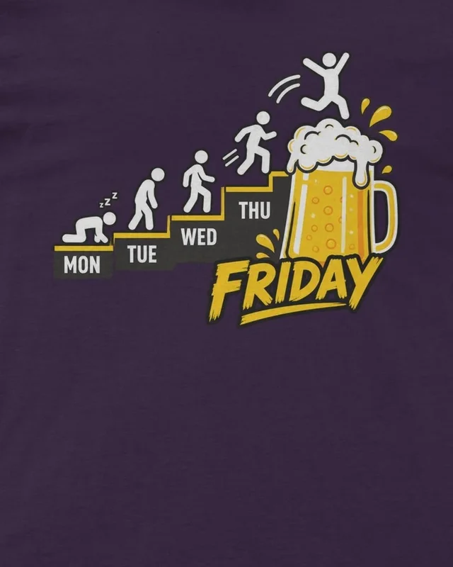 Friday Beer Evolution Regular T-Shirt in Purple — design detail
