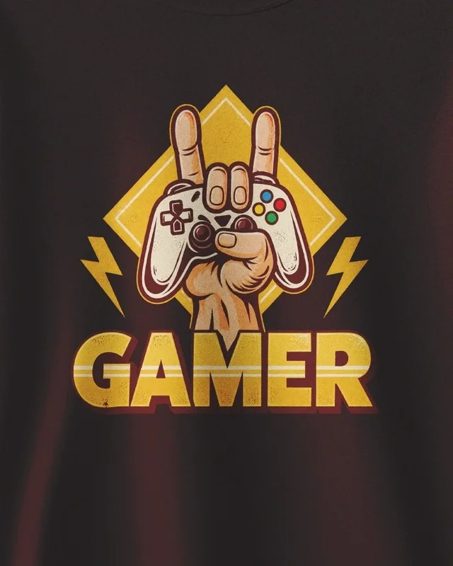 Gamer Hand Sweatshirt in Maroon — design detail
