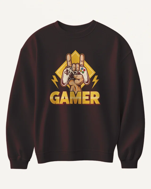 Gamer Hand Sweatshirt in Maroon — front