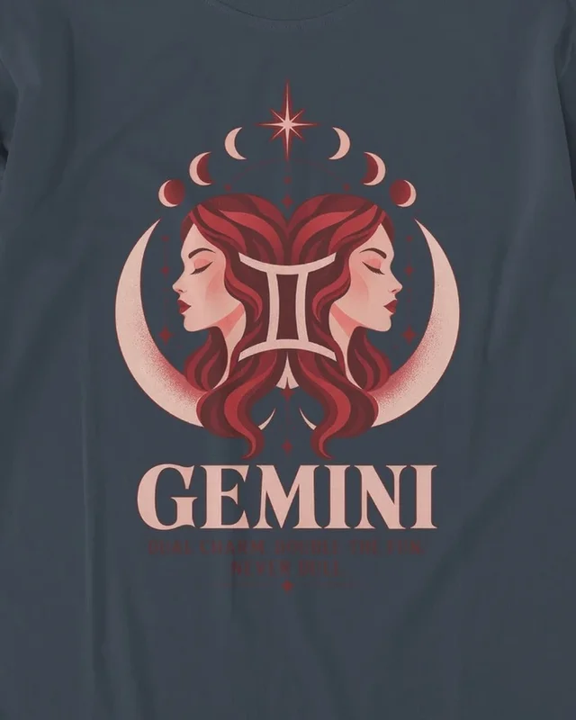Gemini Long-Sleeve T-Shirt in Navy Blue — design detail