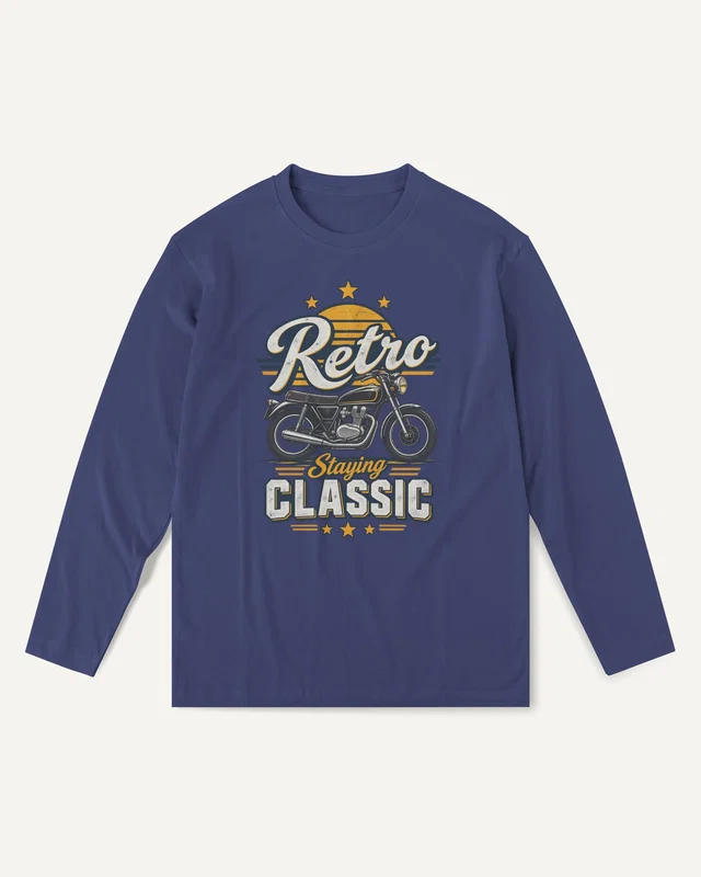 Retro Staying Classic Long-Sleeve T-Shirt in Royal Blue — front