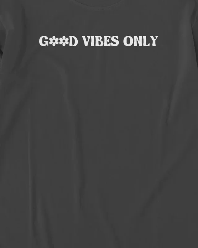 Good Vibes Only Long-Sleeve T-Shirt in Black — design detail