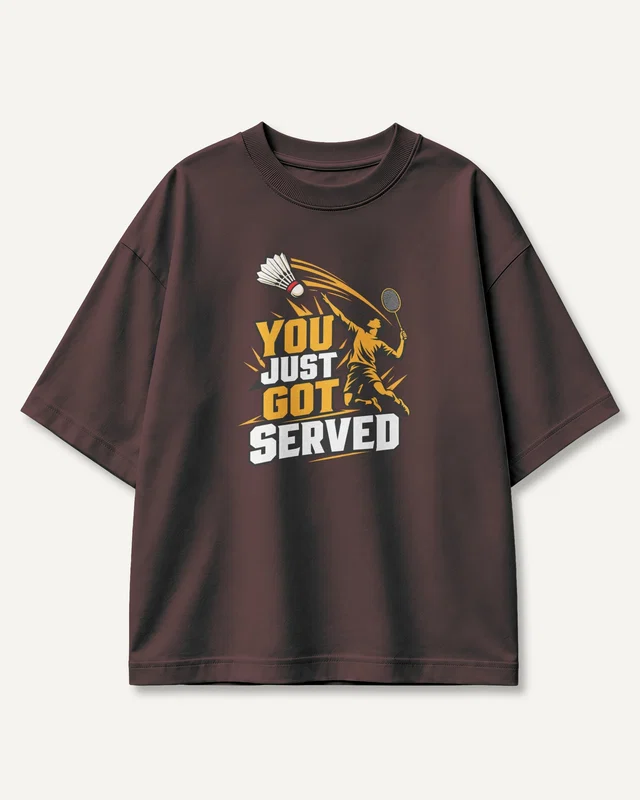 You Just Got Served Oversized T-Shirt in Maroon — front