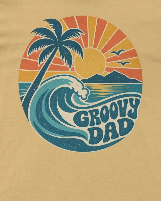 Groovy Dad Regular T-Shirt in Beige — design detail