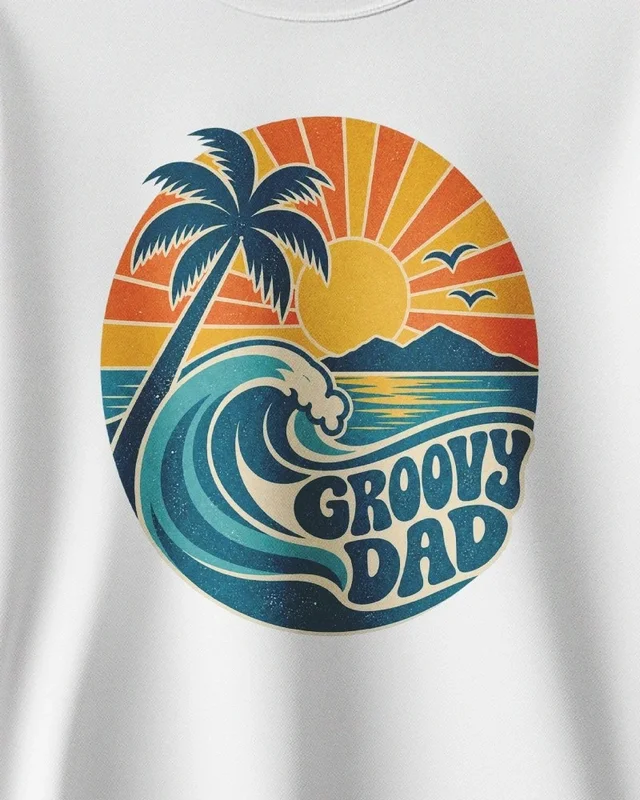 Groovy Dad Sweatshirt in White — design detail