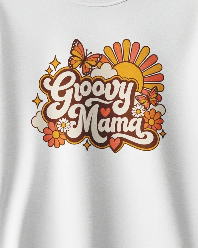 Groovy Mama Sweatshirt in White — design detail
