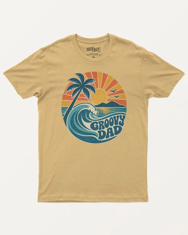 Groovy Dad Regular T-Shirt in Beige — front