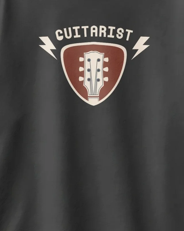 Guitarist Oversized T-Shirt in Black — design detail