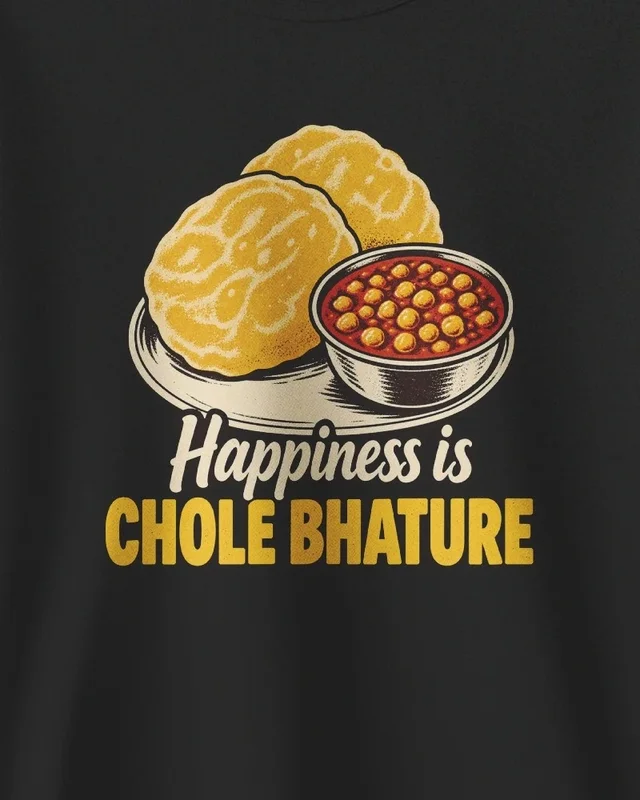 Happiness Is Chole Bhature Sweatshirt in Black — design detail