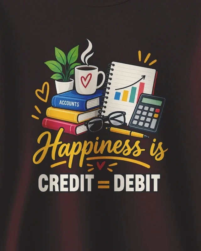 Happiness Is Credit Equals Debit Sweatshirt in Maroon — design detail