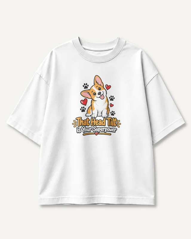 That Head Tilt Is Your Superpower Oversized T-Shirt in White — front