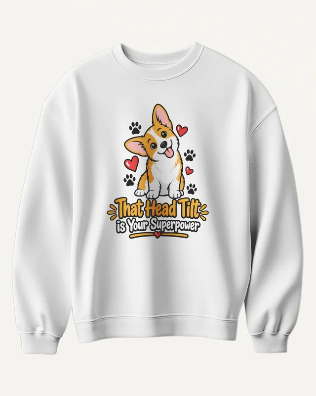 That Head Tilt Is Your Superpower Sweatshirt in White — front