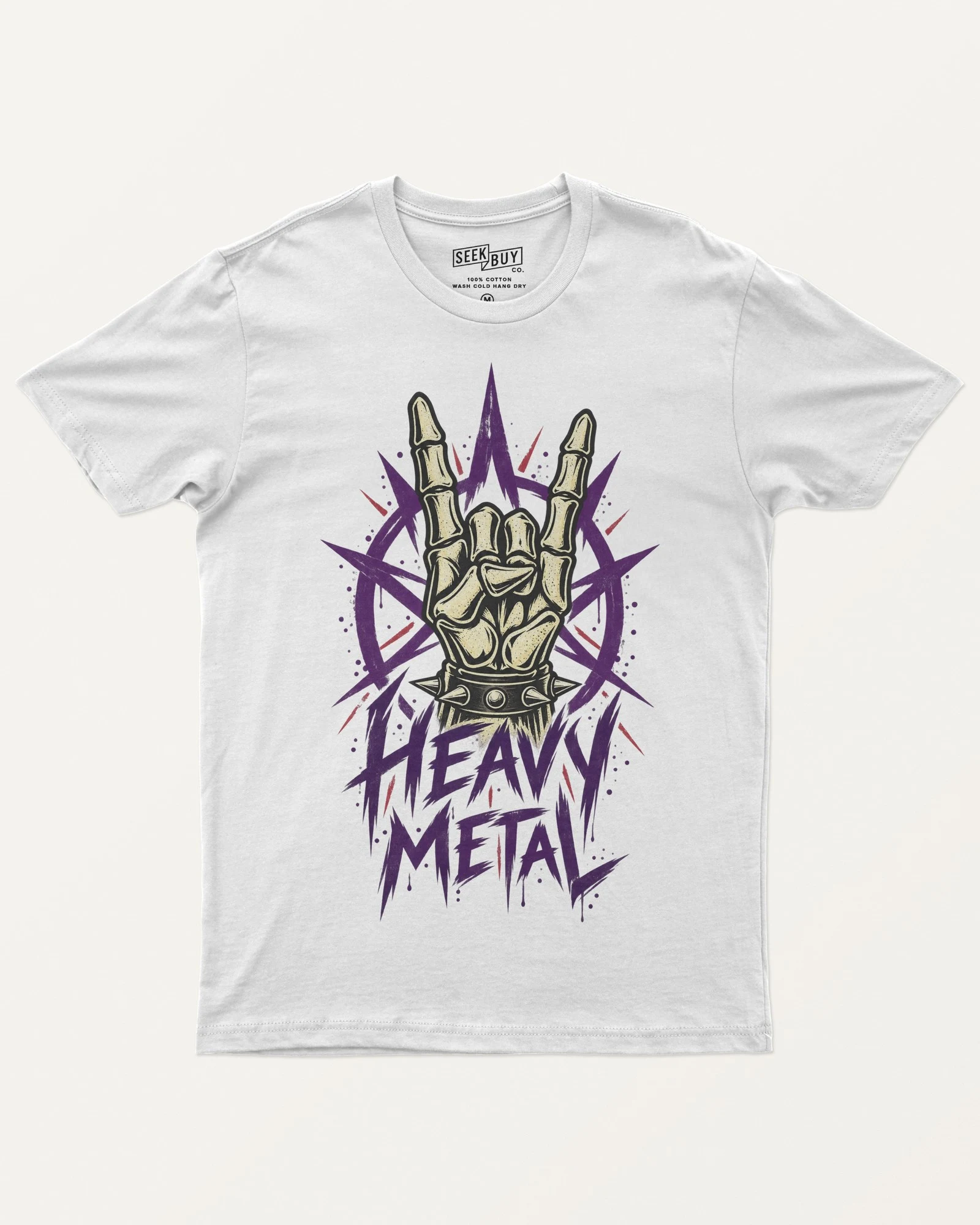 Heavy Metal Regular T-Shirt in White — front Heavy Metal Regular T-Shirt in White — front