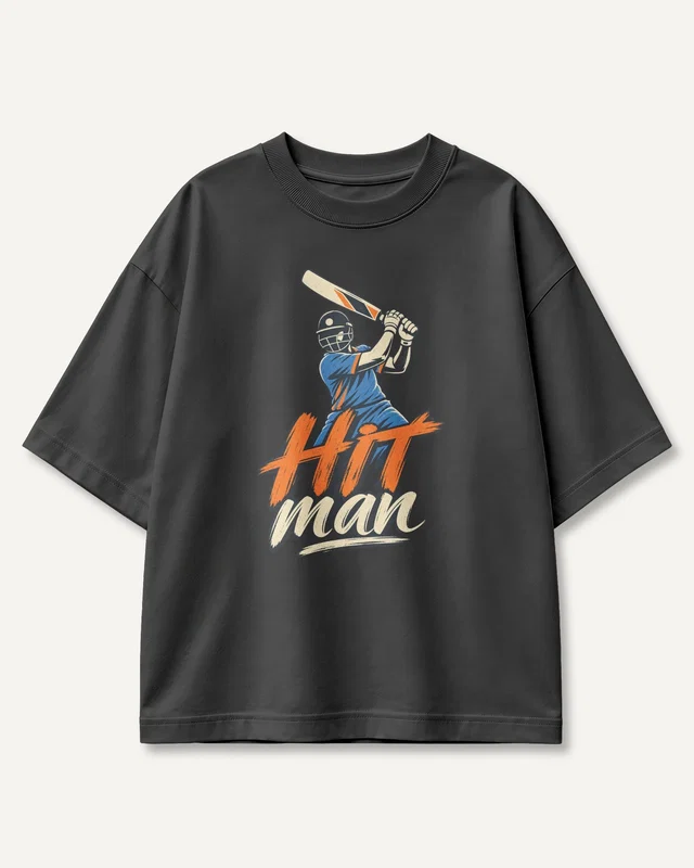 Hitman Cricket Oversized T-Shirt in Black — front