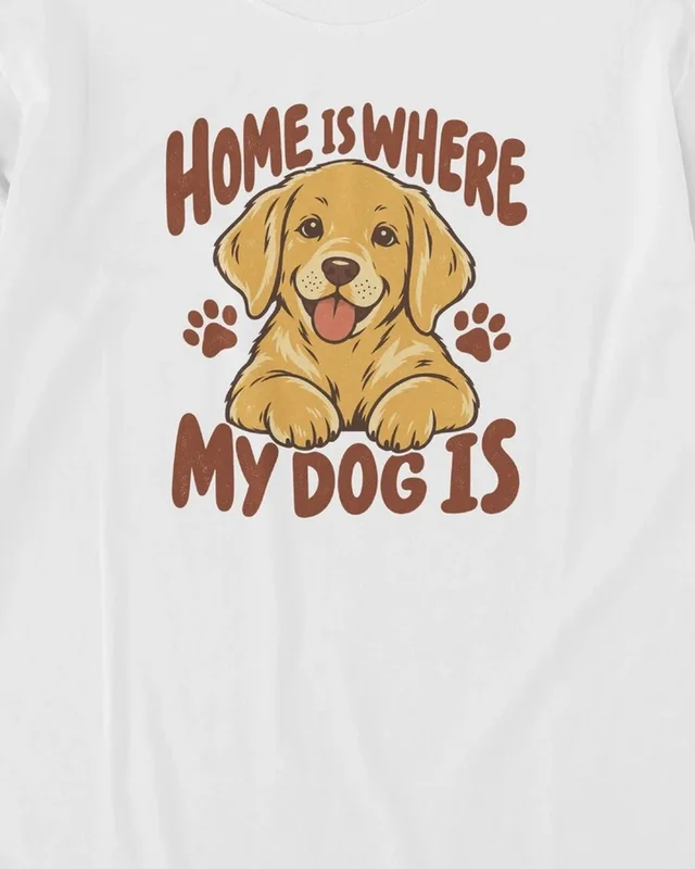 Home Is Where My Dog Is Long-Sleeve T-Shirt in White — design detail