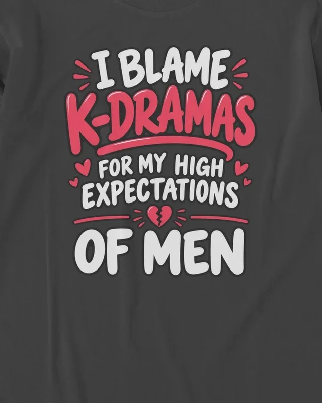 I Blame K-Dramas Long-Sleeve T-Shirt in Black — design detail