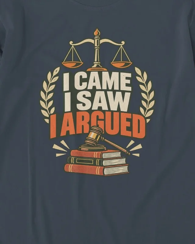 I Came I Saw I Argued Long-Sleeve T-Shirt in Navy Blue — design detail