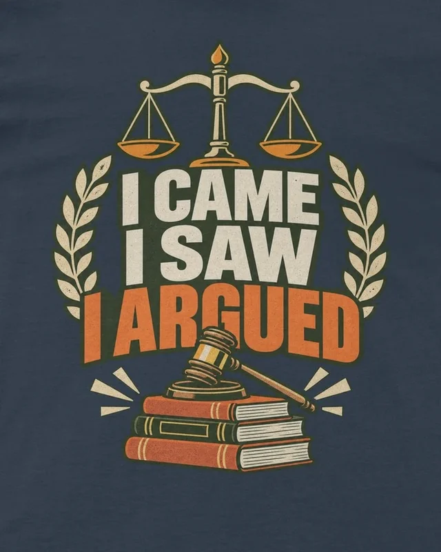 I Came I Saw I Argued Regular T-Shirt in Navy Blue — design detail