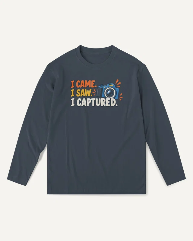 I Came I Saw I Captured Long-Sleeve T-Shirt in Navy Blue — front