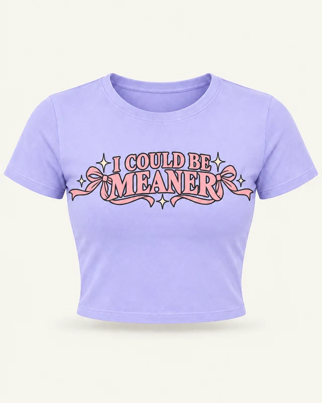 I Could Be Meaner Graphic Crop Top in Lavender — product front