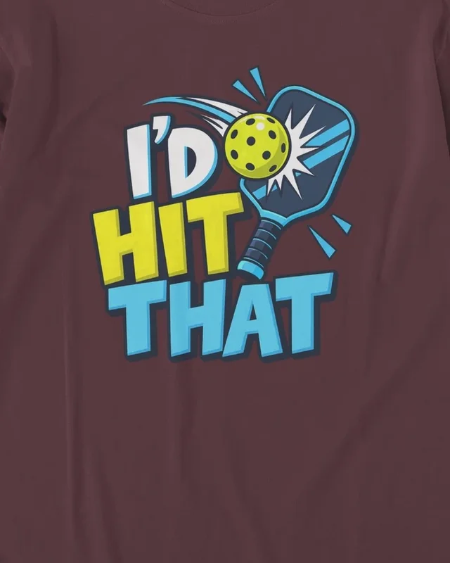 I'd Hit That Pickleball Long-Sleeve T-Shirt in Maroon — design detail