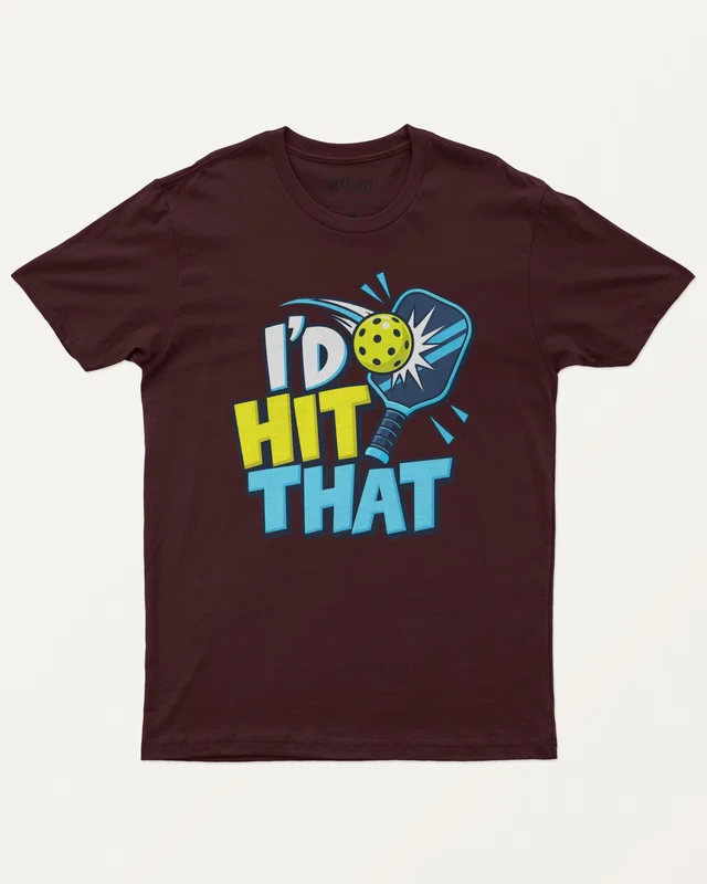 I'd Hit That Pickleball Regular T-Shirt in Maroon — front