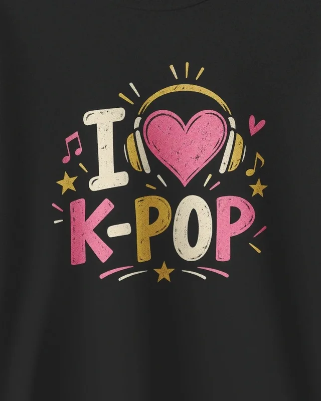 I Love K-Pop Sweatshirt in Black — design detail
