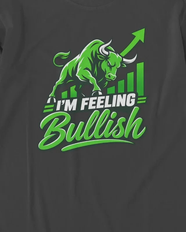 I'm Feeling Bullish Long-Sleeve T-Shirt in Black — design detail