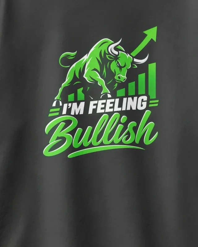 I'm Feeling Bullish Oversized T-Shirt in Black — design detail