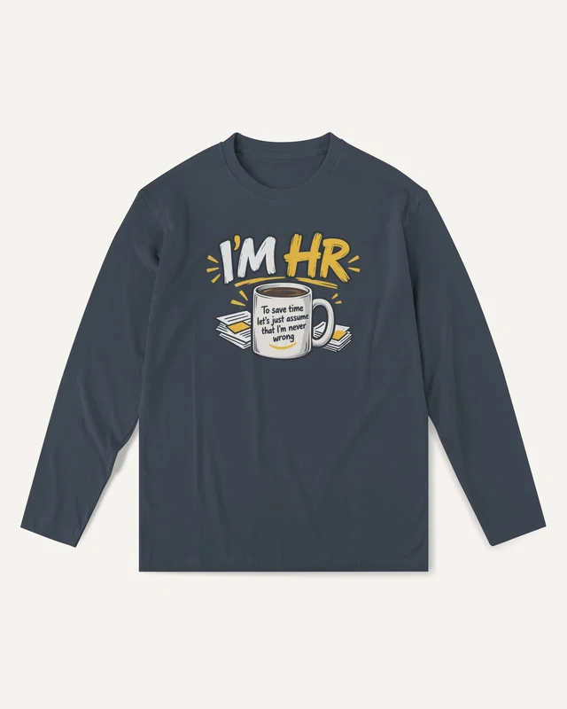 I'm HR Long-Sleeve T-Shirt in Navy Blue — front