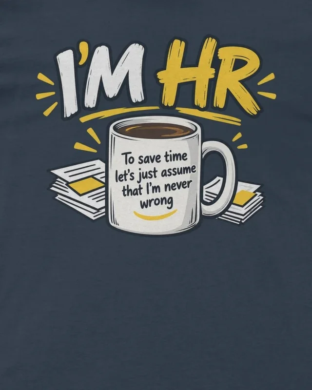 I'm HR Regular T-Shirt in Navy Blue — design detail