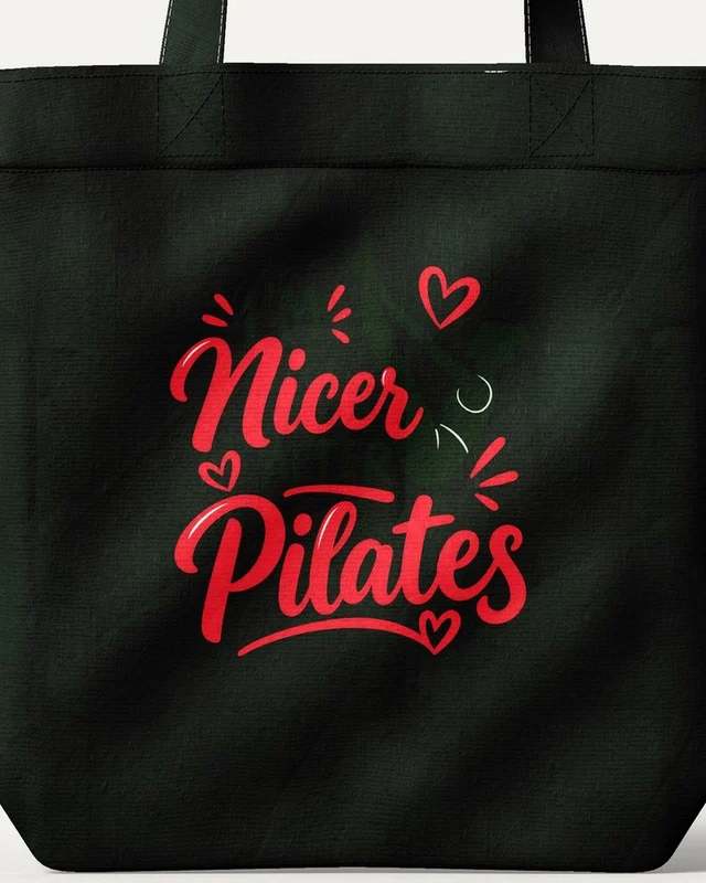 I'm Nicer After Pilates Zipper Tote Bag in Bottle Green — design detail