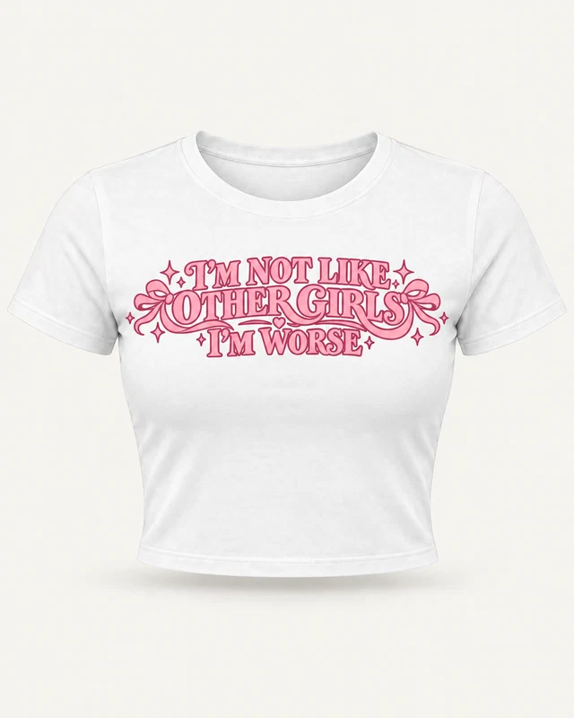 I'm Not Like Other Girls, I'm Worse Graphic Crop Top in White — product front
