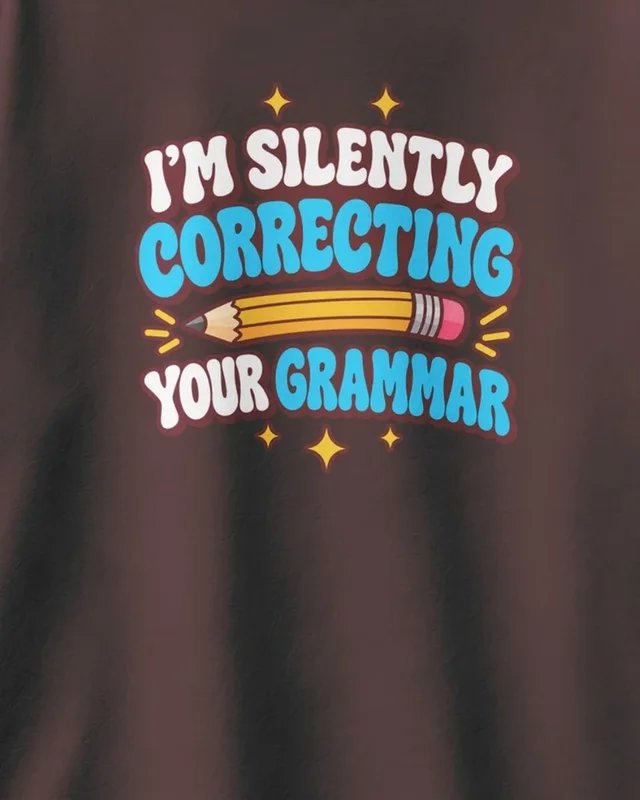 I'm Silently Correcting Your Grammar Oversized T-Shirt in Maroon — design detail