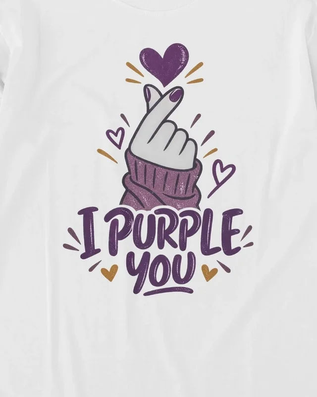 I Purple You Long-Sleeve T-Shirt in White — design detail