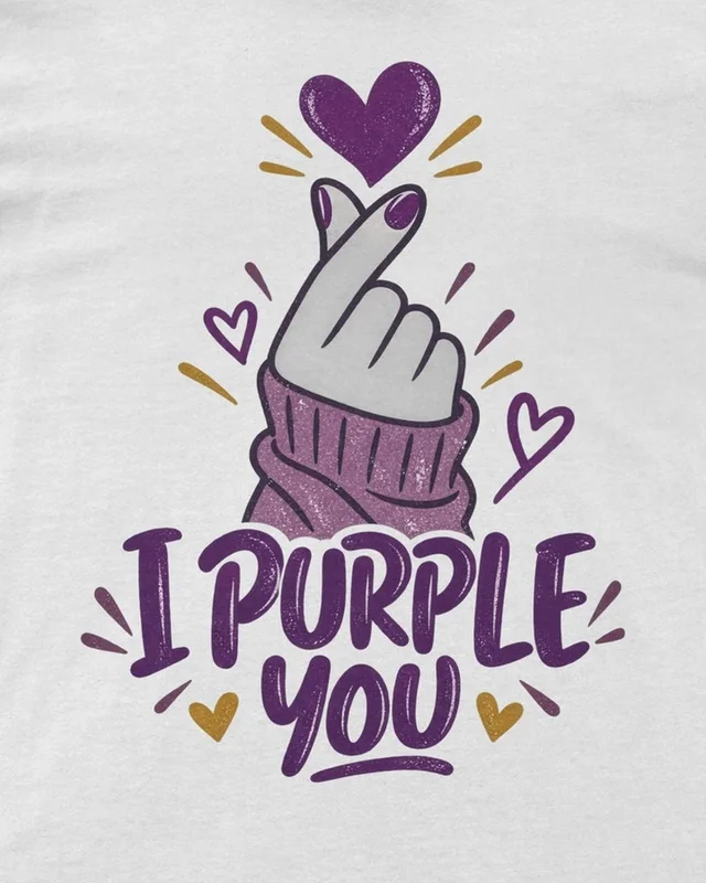 I Purple You Regular T-Shirt in White — design detail